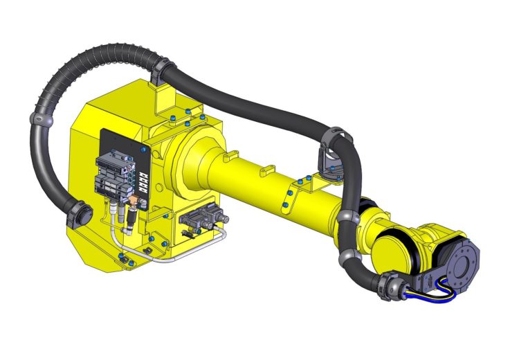 tubos corrugados abraçadeiras REIKU proteção cabos elétricos e mangueiras em robôs industriais ABB KUKA COMAU FANUC MOTOMAN YASKAWA UNVERSAL ROBOTS